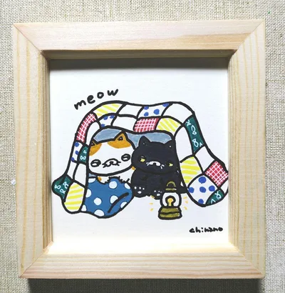 額縁つき【にゃんこのひみつちき】手描き原画