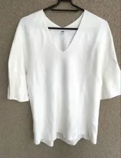 UNIQLO ユニクロ Vネックニット ホワイト M
