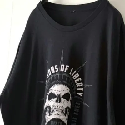 スカル NEW DONS OF LIBERTY Tシャツ ブラック 黒 古着