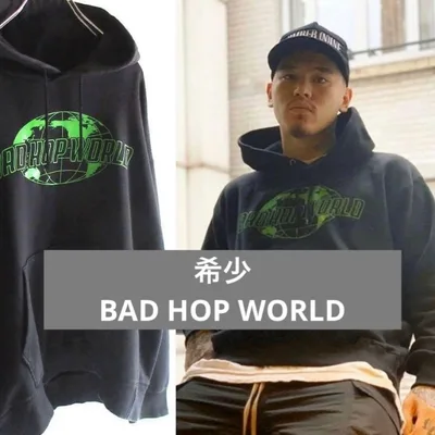 BAD HOP WORLD パーカー ブラック ネオングリーン