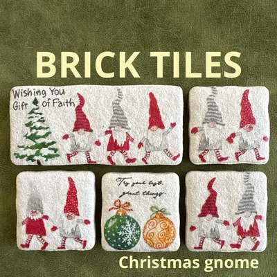 レンガ風タイル(クリスマス ノーム)デコパージュ クリスマス飾り gnome