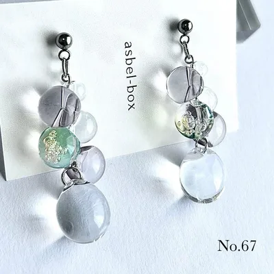 67.ピアス/イヤリング 透明感 ころん つぶつぶ 大人可愛い バブル パープル