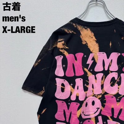 ノーブランド Tシャツ スマイリー ブリーチ タイダイ 斬新 黒 XL 古着