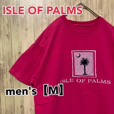 TH64【US輸入】ISLE OF PALMS Tシャツ【メンズM相当】ピンク系