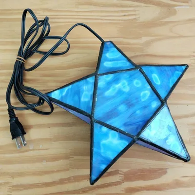 ステンドグラス 星型 青 ランプ