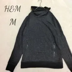 H&M ハイネック スウェット トレーナー 長袖 ブラック M 総柄