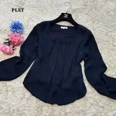 【美品】プラステ シフォンジョーゼットブラウス ネイビー Mサイズ