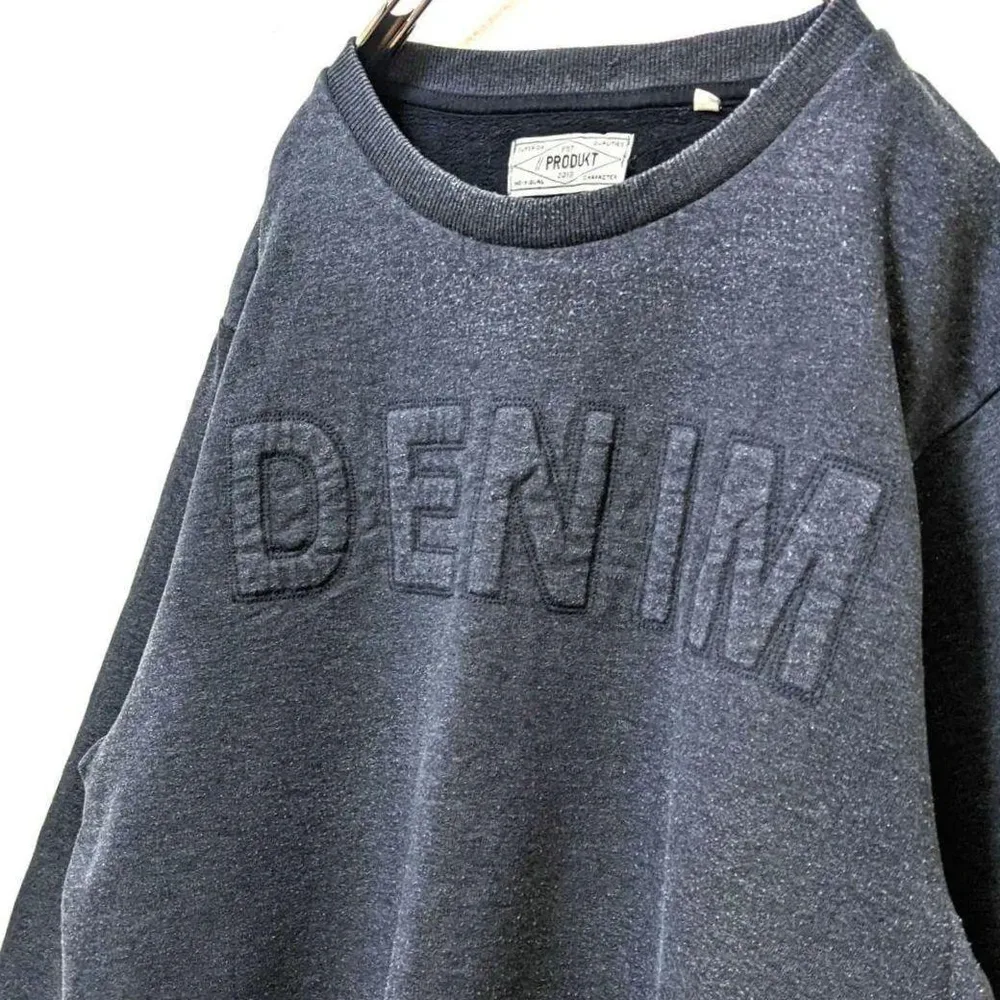 プロドュクト DENIM 刺繍 スウェットトレーナー グレー 灰色 L 古着