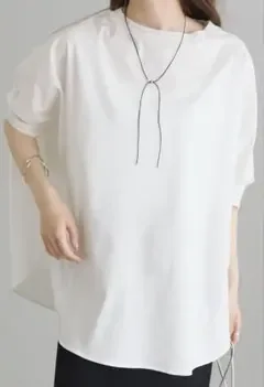 【1回使用】両面シルケットリブ袖Tシャツ オフホワイト