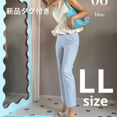 しまむら はだめぐ ギンガムチェック パンツ ボトムス LLサイズ
