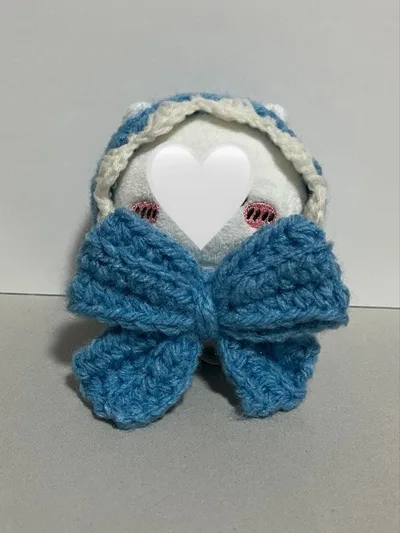 ぬい用 ブルー リボン帽子 おすわりぬいぐるみ ちいかわ