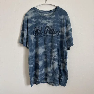 オールドネイビー タイダイ Tシャツ クルーネック 半袖 XL 紺青 綿 休日