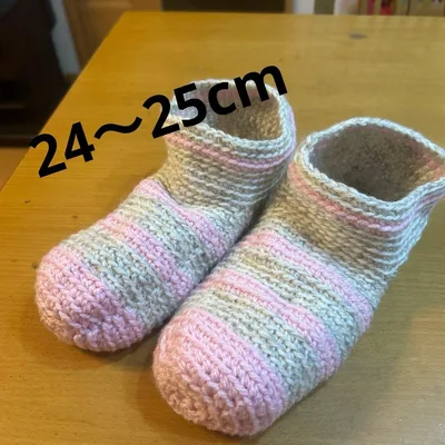 ハンドメイド 手編みルームシューズ
