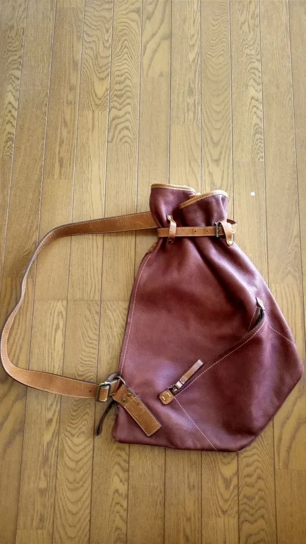 本革ショルダーバッグ 巾着バッグ ハンドメイド