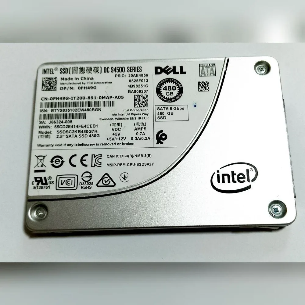 高性能480GのIntel SSD DC S4500、SATA 6Gb/s