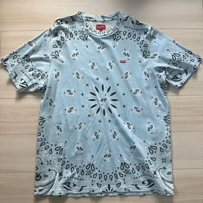 Supreme スモールボックスロゴ バンダナ柄 Tシャツ 水色