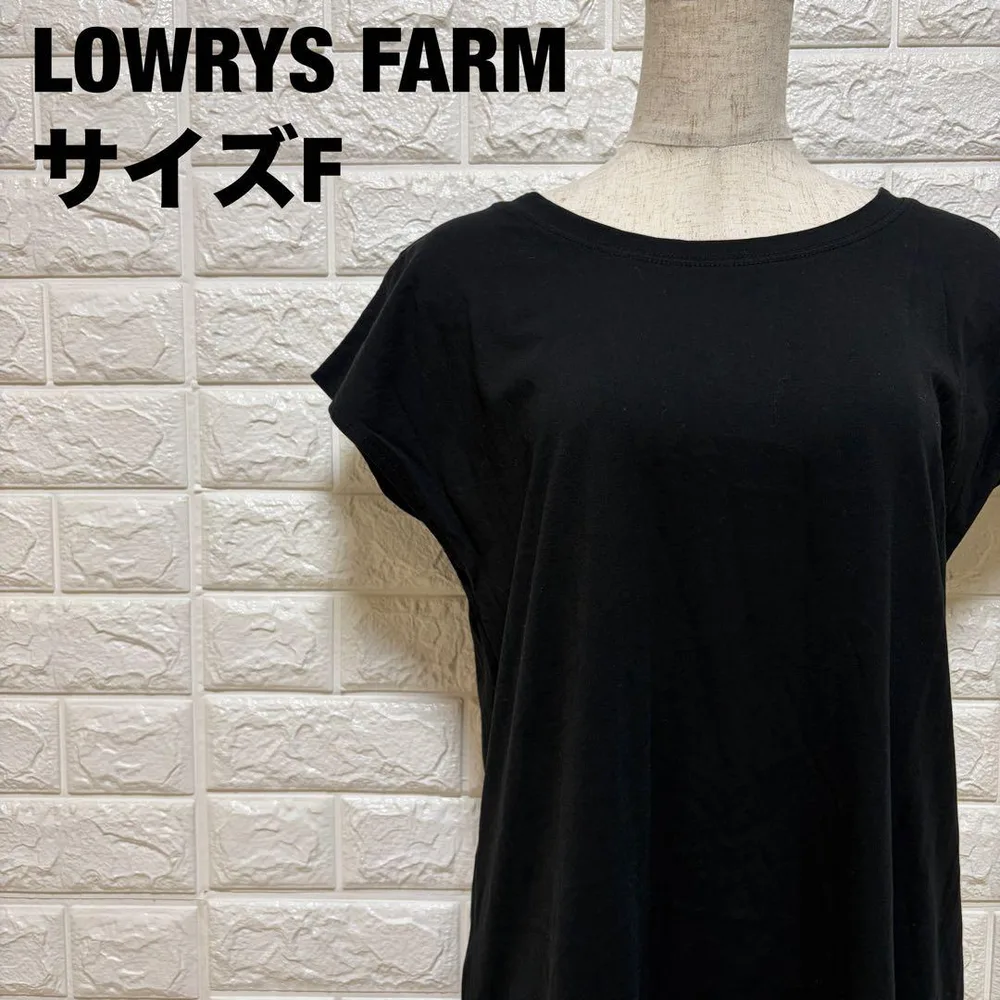 LOWRYS FARM ブラック コットン カットソーワンピース F【2135】