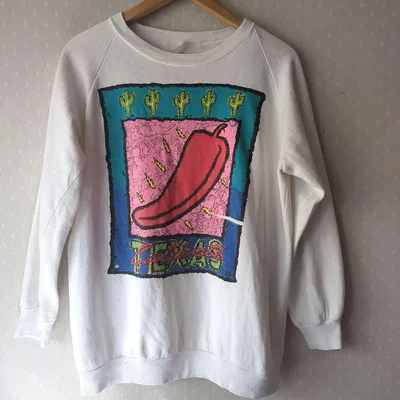 希少 90s USA古着 唐辛子 ART vintage プルオーバー テキサス