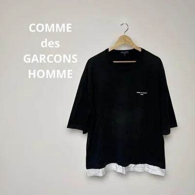 コムデギャルソンオム レイヤードロゴTシャツ 黒 Lサイズ AD2021
