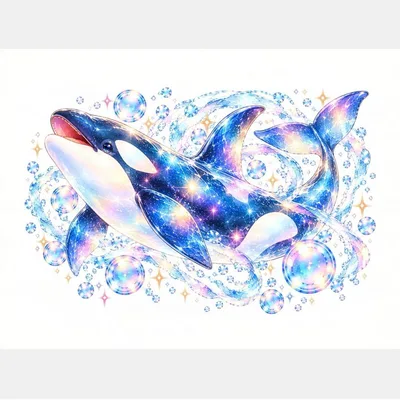 ふわりきらきらシャチさん*オリジナルイラスト