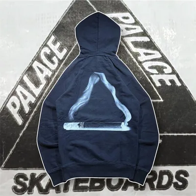 PALACE パレス パーカー ブラック タバコ 煙 ラグラン トライアングル