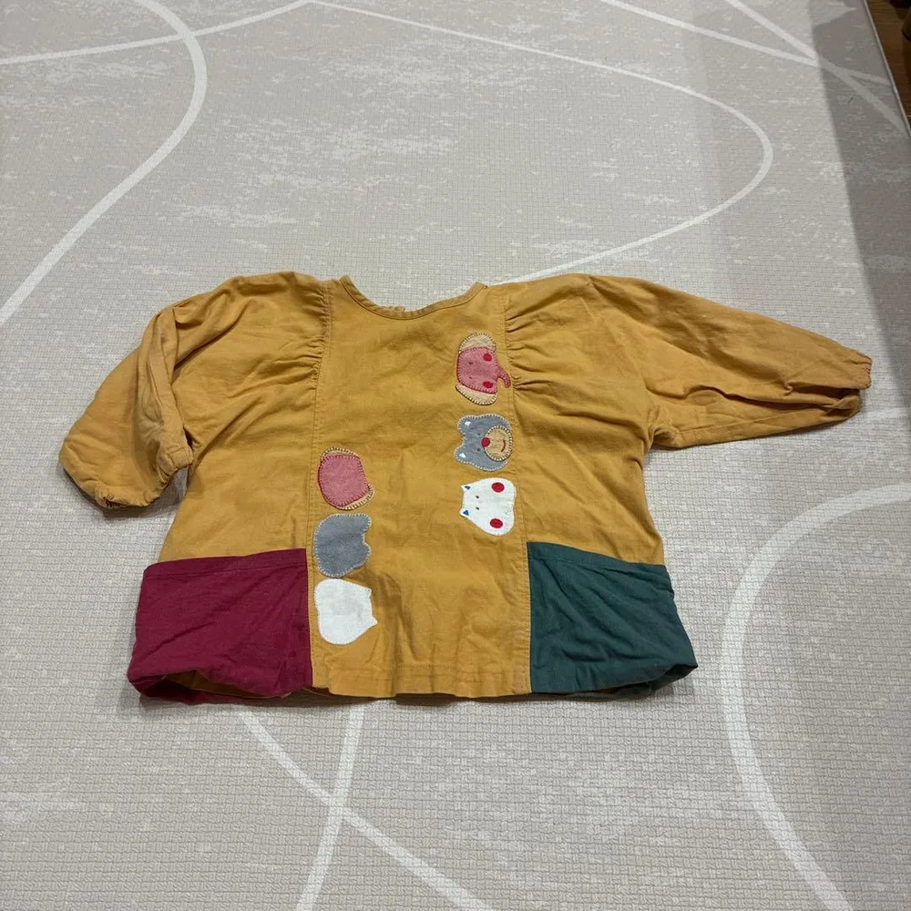 《MOTHER GOOSE スモック 動物アップリケ かば くま ぞう 90》