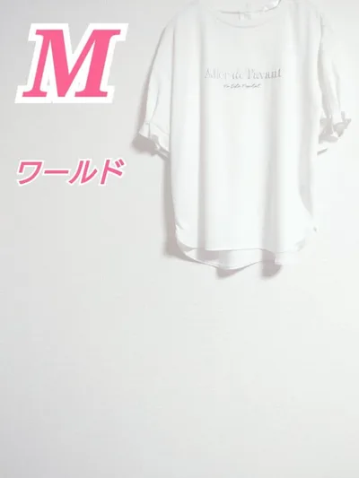 ワールド Tシャツ ホワイト Mサイズ 半袖 大人カジュアルコーデ シンプル