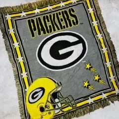 USA製 90s NFL パッカーズ 大判 タペストリー ブランケット ラグ織物