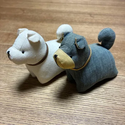 犬のぬいぐるみ 2体セット 布製 置物