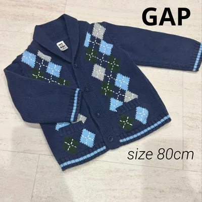 【美品】GAP アーガイル柄 カーディガン ネイビー ベビー 80cm