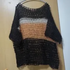 ハンドメイド かぎ針編み ニット トップス セーター 半袖