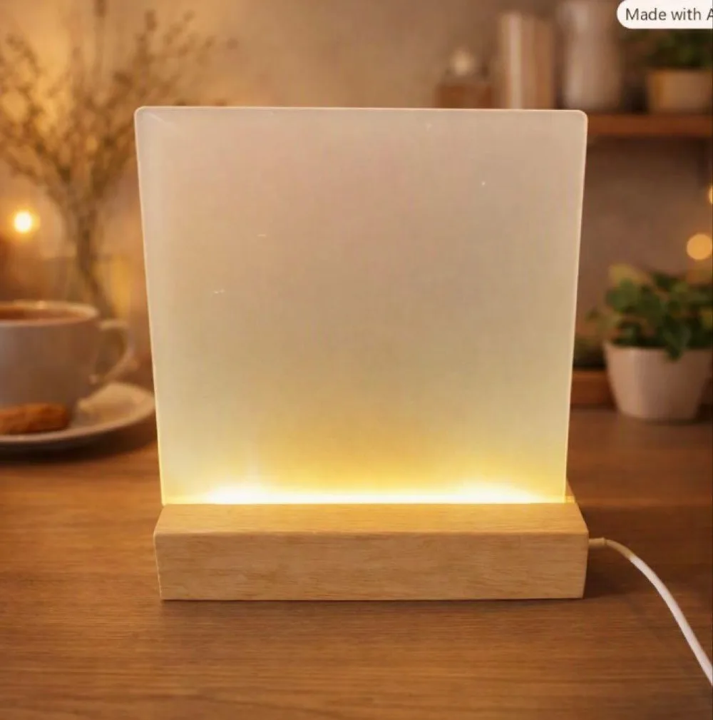 LED แท่นไม้ + แผ่นอะคริลิค DIY หัตถกรรมทำด้วยมือไฟภายใน
