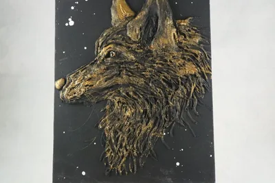 キャンバスアート・立体アート【狼】 ハンドメイド