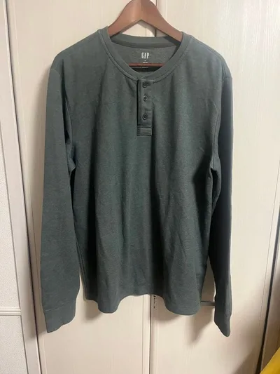 GAP ヘンリーネック 長袖カットソー グレー L