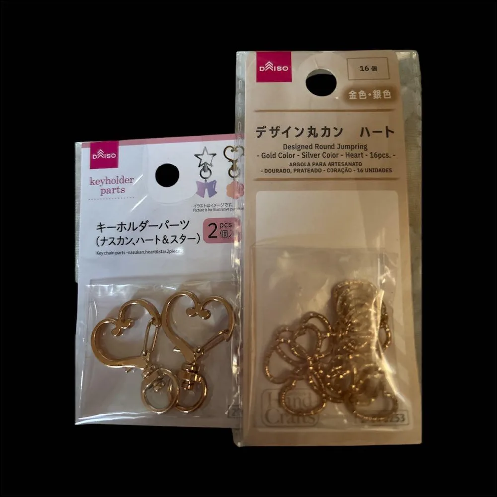 DAISO キーホルダーパーツ&デザイン丸カン ハート 2点セット