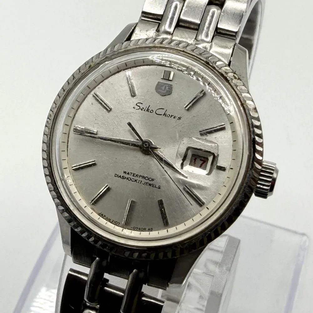 稼働品 SEIKO Chorus 腕時計 手巻き 17石 デイト シルバー