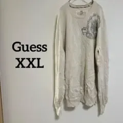 Guess (XXL)ロゴ入り 長袖トレーナー クリーム