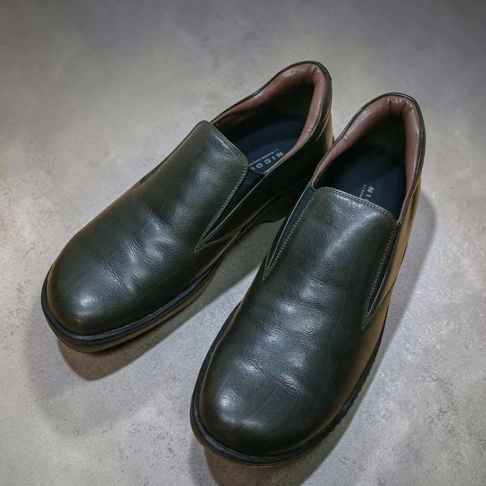 【日本製】NICOLE 本革 レザースリッポン 42(26-26.5cm)