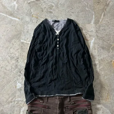 Archive Rib Layered Henley ロンT お兄系 Y2K