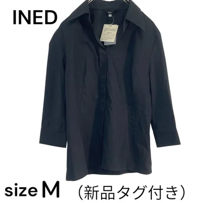 INED イネド 七分袖シャツ ブラック Mサイズ 新品タグ付き