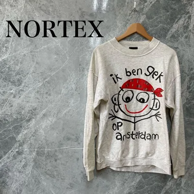 NORTEX PRINT メンズ M ライトグレー スウェット トレーナー 古着