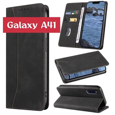 Galaxy A41 スマホケース 手帳型 ブラック スタンド機能 カード収納
