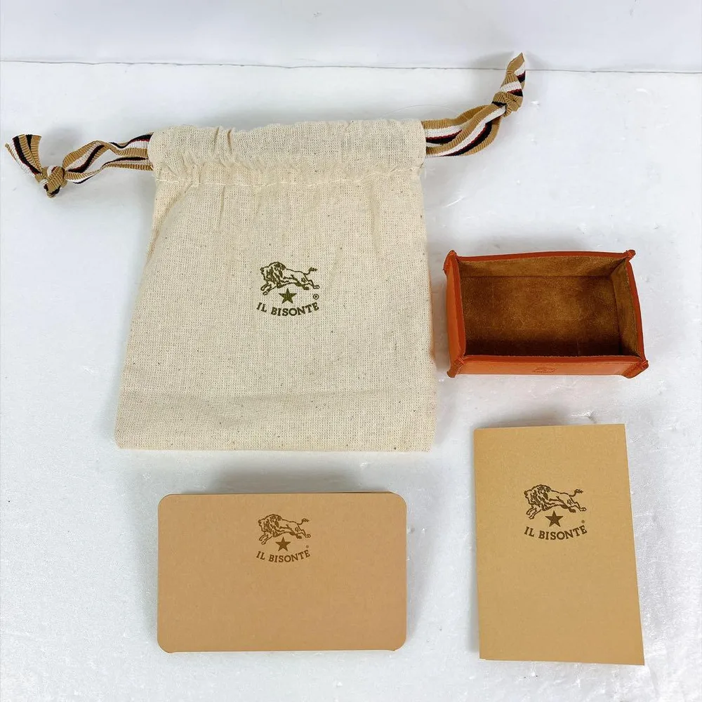 7065−1○ IL BISONTE レザー レザートレイ 小物入れ オレンジ