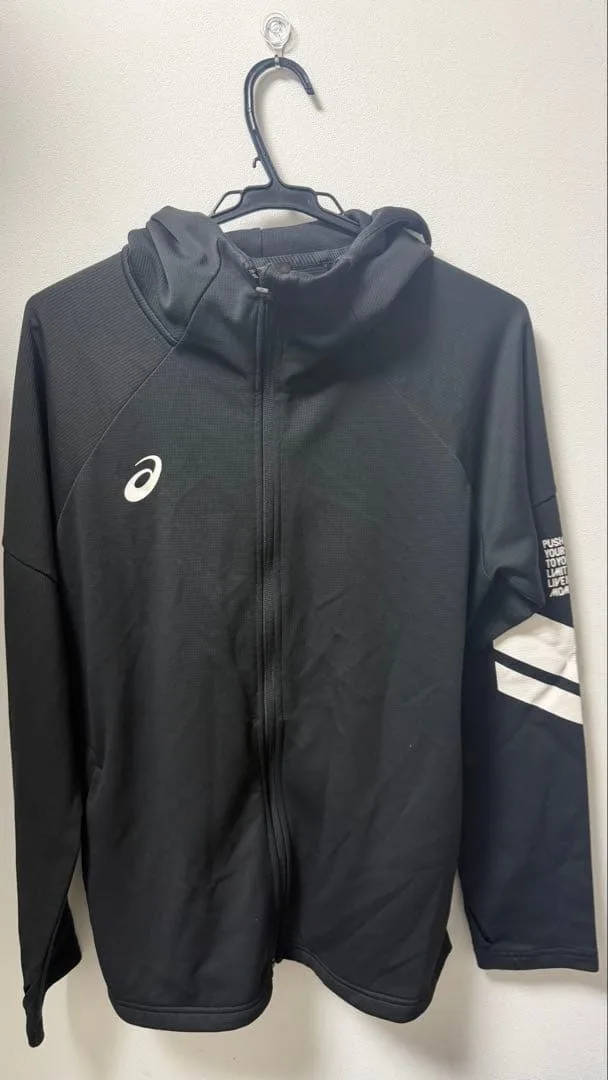 asics ランニングジャケット フーディー ブラック