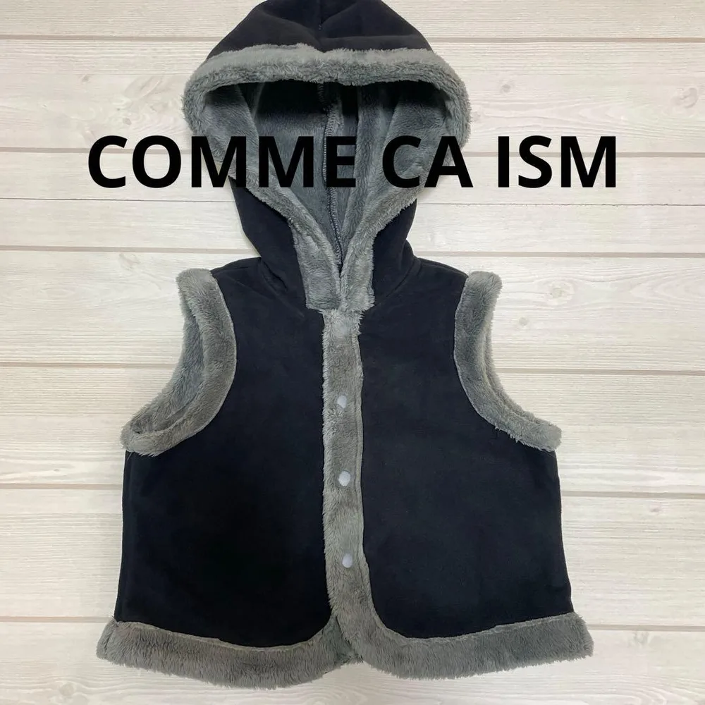 COMME CA ISM ベビー フード付きベスト ブラック