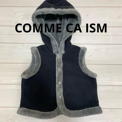 COMME CA ISM ベビー フード付きベスト ブラック