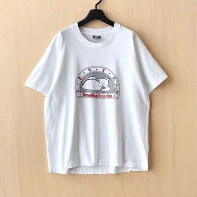 90s USA製古着 ヴィンテージ 企業系Tシャツ アニマル ネコのシルエット
