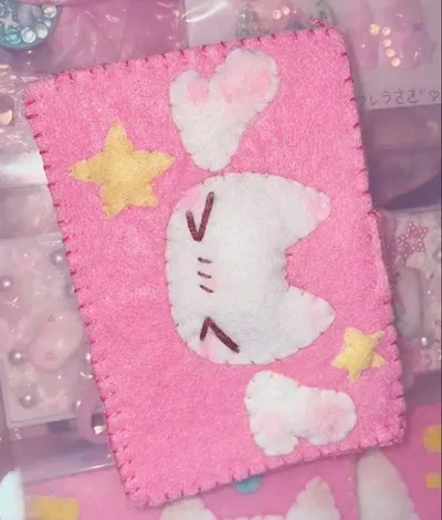 ハンドメイド フェルト カードケース ピンク