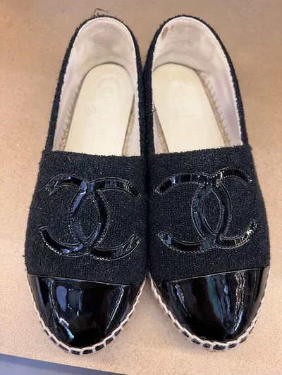 CHANEL エスパドリーユ ブラック ココマーク