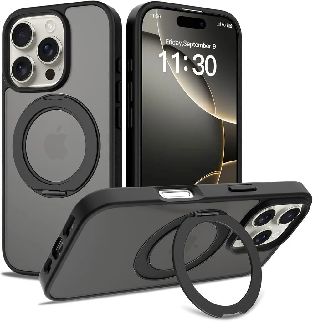 ●iPhone ケース MagSafe対応 360°回転スタンド